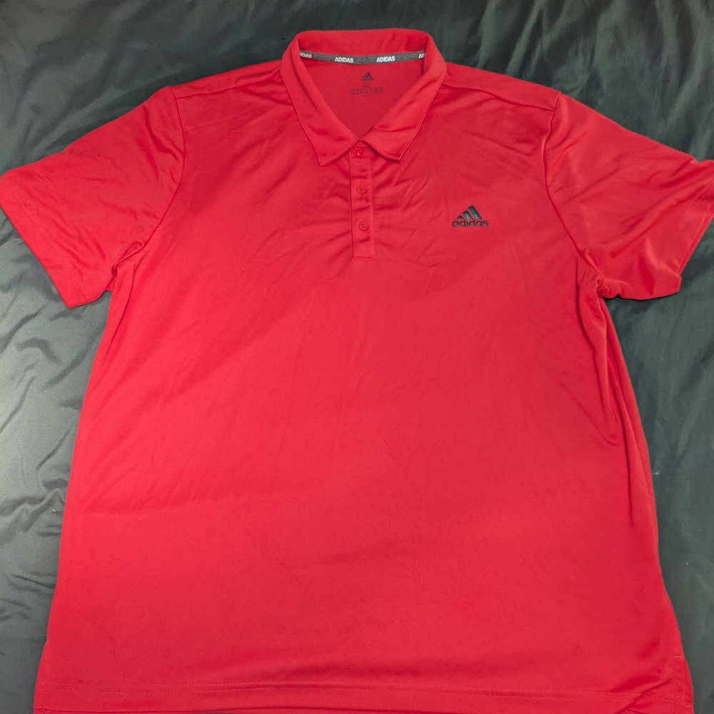Adidas Men's Athletic Polo Shirt - Coral Color, Size XL